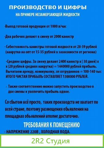 Франшиза производства незамерзайки под ключ